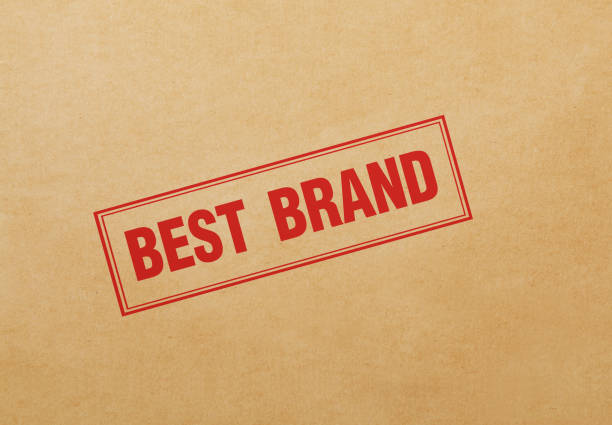 Best brand stamp on recycled paper. Horizontal composition with copy space. Directly above.