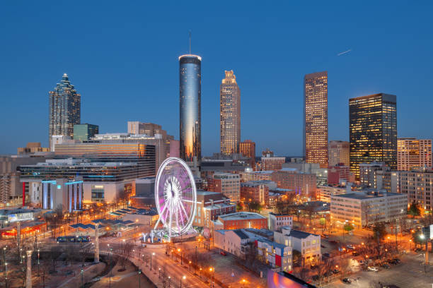 Atlanta, Georgia, USA Downtown Skyline Atlanta, Georgia, USA downtown skyline at dawn. atlanta skyline stock pictures, royalty-free photos & images