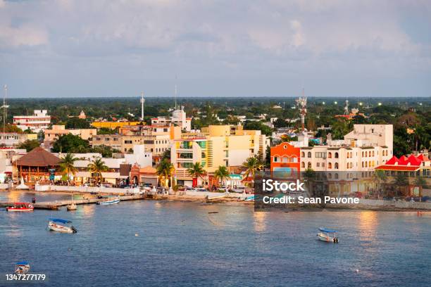 Cozumel Mexico Coastal Town Skyline Stock Photo - Download Image Now - Cozumel, City, Downtown District