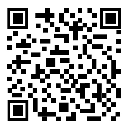 QR code sample for smartphone scanning on white background.