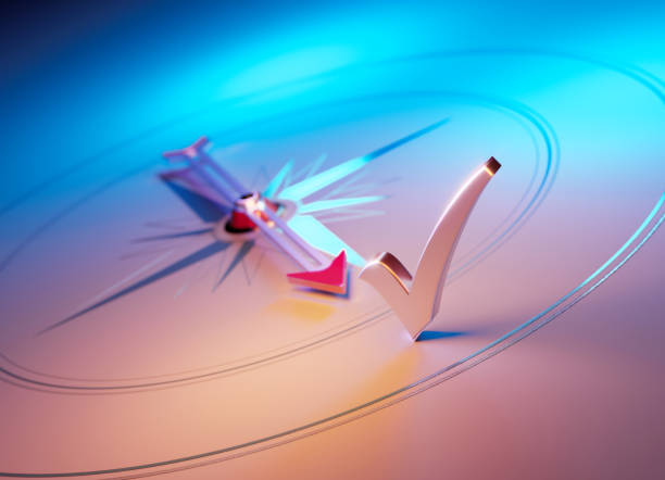 istock Arrow of The Compass Pointing The Check Mark Symbol 1347277622