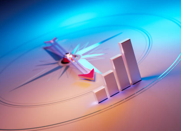 istock Arrow of The Compass Pointing The Bar Graph 1347277717