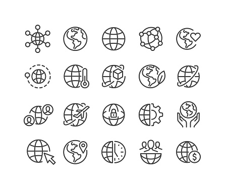 Editable Stroke - Globe - Line Icons