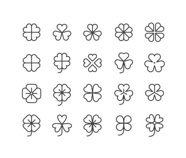 Clover Icons - Classic Line Series Editable Stroke - Clover - Line Icons clover icon stock illustrations