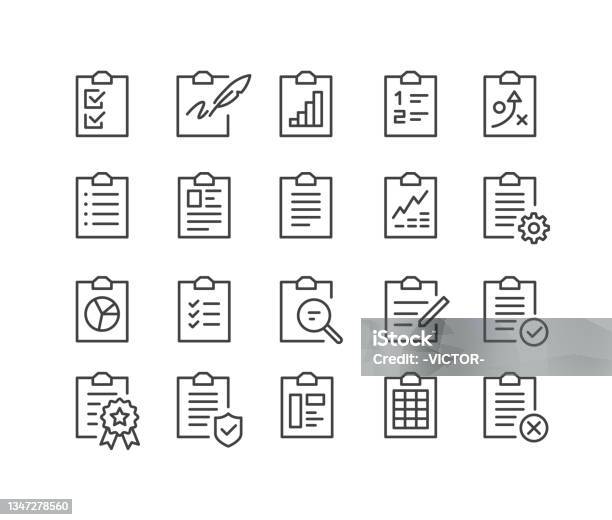 Clipboard Icons Classic Line Series Stockvectorkunst en meer beelden van Pictogram - Pictogram, Checklist, Klembord