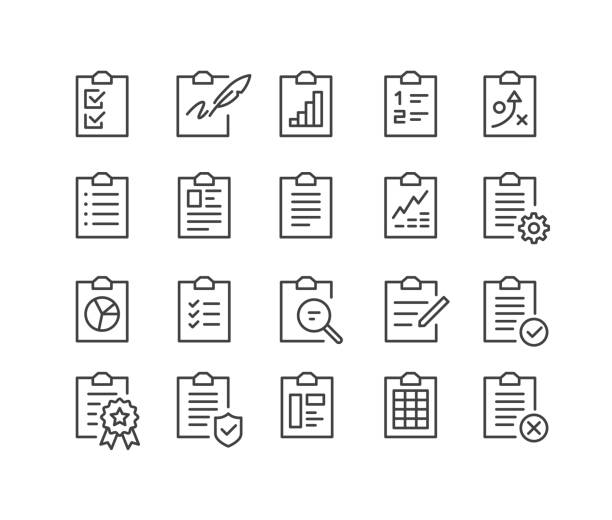 clipboard icons - classic line series - checklist stock illustrations