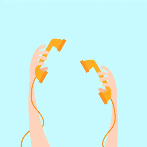 Vector illustration of Telephone in hand.