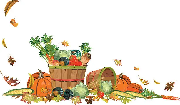 Vector illustration of Baskets of vegetables