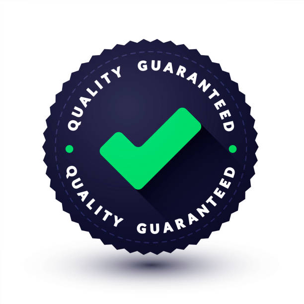 vector illustration quality guaranteed seal with check mark - 章 幅插畫檔、美工圖案、卡通及圖標