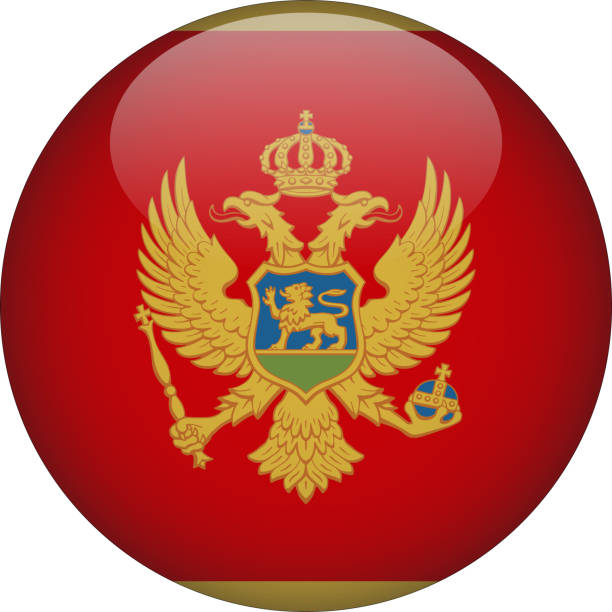 montenegro 3d rounded country flag button icon - karadağ bayrağı stock illustrations