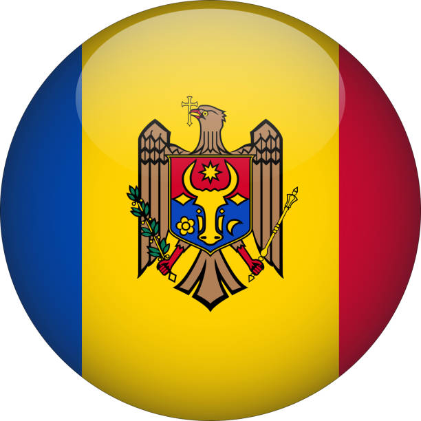Moldova 3D Rounded Country Flag button Icon 3D Rounded Country Flag button Icon series moldovan flag stock illustrations