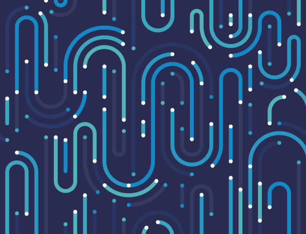 illustrazioni stock, clip art, cartoni animati e icone di tendenza di networking abstract maze route subway intersection background pattern - intelligenza artificiale illustrazioni
