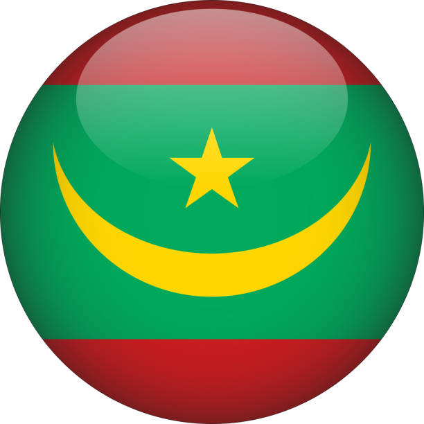 Mauritania 3D Rounded Country Flag button Icon 3D Rounded Country Flag button Icon series mauritania stock illustrations