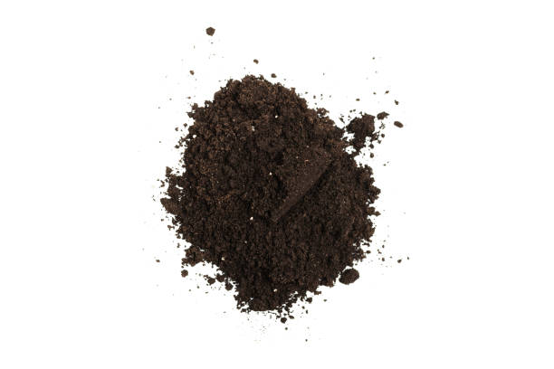 istock Black land for plant isolated on white background. 1347293138