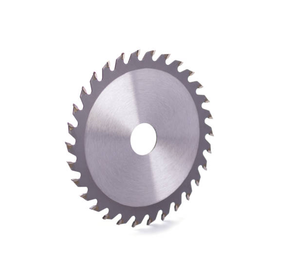 istock Circular saw blade for wood tool isolated at white background 1347293816
