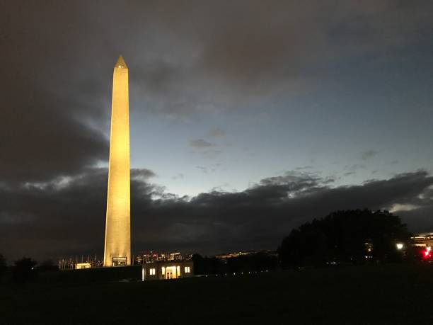 istock A national monument lit up in the dark.To the left. 1347294354