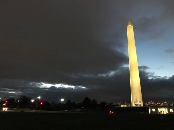 istock A national monument lit up in the dark.To the Right. 1347294437