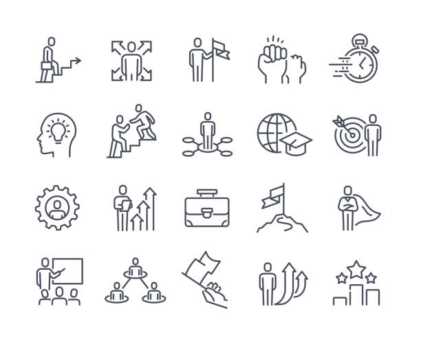 kolekce ikon business coach - profesionál stock ilustrace