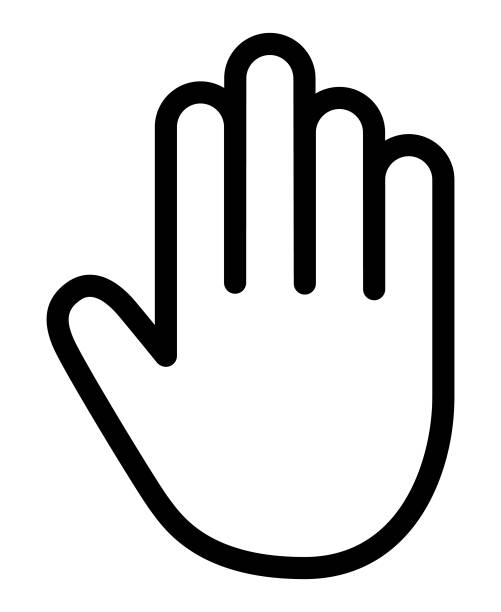 illustrations, cliparts, dessins animés et icônes de icône de main de contour noir - geste stop