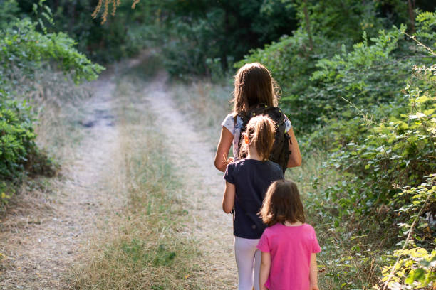 istock Kids hiking in the forest 1347297923