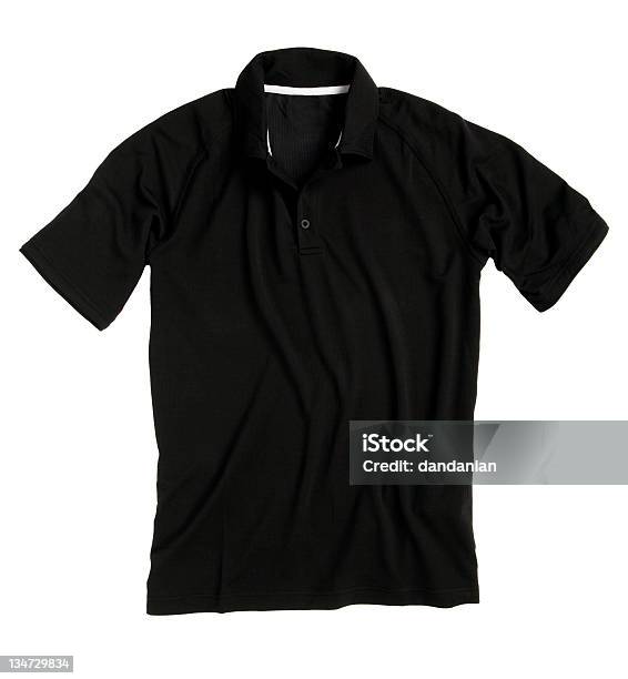 Foto de Camisa De Polo Preta e mais fotos de stock de Algodão - Material Têxtil - Algodão - Material Têxtil, Botão - Artigo de costura, Camisa Pólo