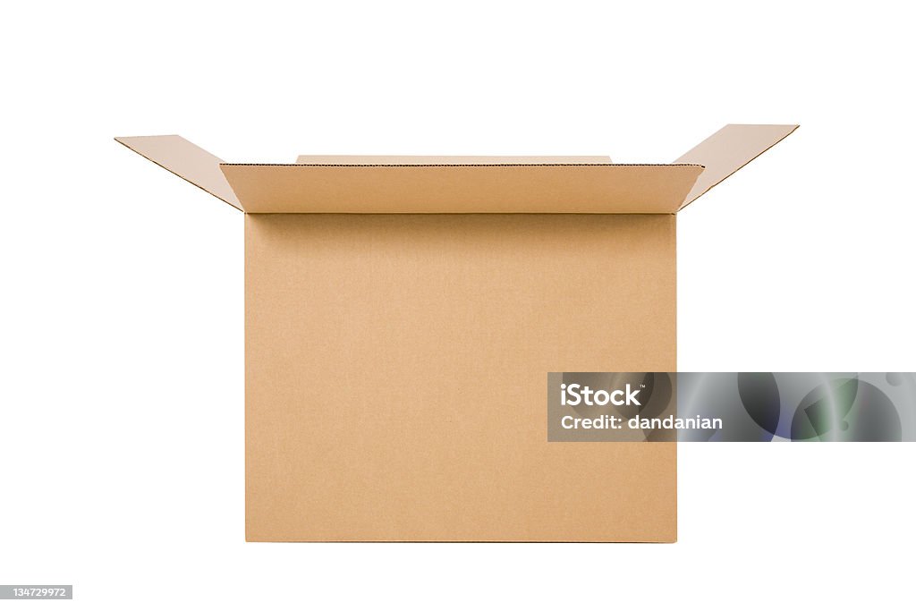 cardboard box open - clipping path open the box, something inside ? Box - Container Stock Photo