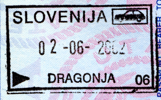 Passport entry stamp for Slovenia.