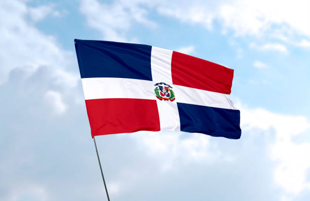 bandeira da república dominicana - dominican flag - fotografias e filmes do acervo