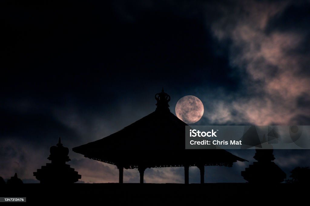 Temple in moonlight Temple in Bali, Indonesia Bali Stock Photo