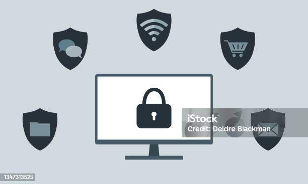 Computer Safty Picture Frame Computer Safety And Protection Stock Illustration - Download Image Now ...