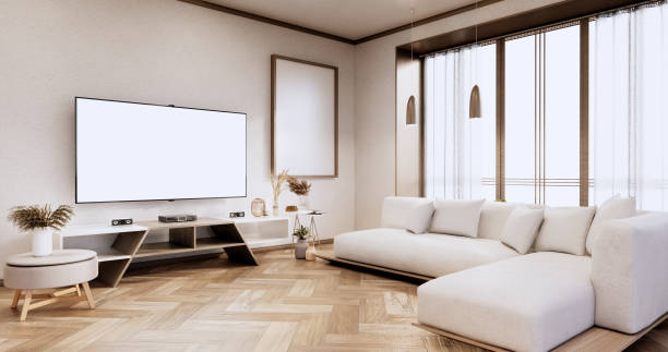 istock cabinet and arm chair,decoration plants, Modern empty room ,minimal designs. 3D rendering 1347315055