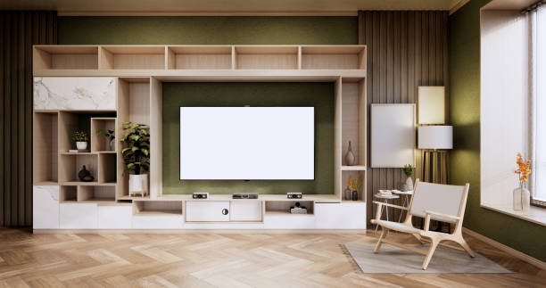 istock Interior, Cabinet in Modern Green empty room on Livingroom. 3d rendering 1347315291