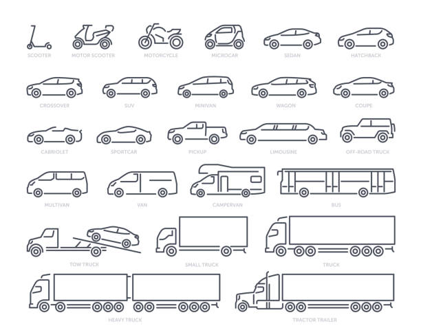 różne rodzaje koncepcji transportu - furgonetka stock illustrations