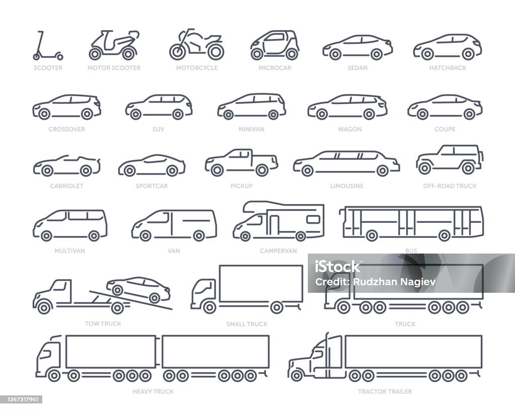 Different types of transportation concept - 免版稅汽車圖庫向量圖形