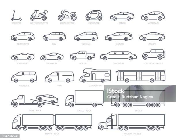 Different Types Of Transportation Concept向量圖形及更多汽車圖片 - 汽車, 圖示, 貨車
