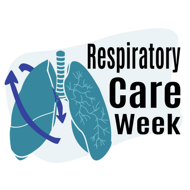 stockillustraties, clipart, cartoons en iconen met respiratory care week, idea for a banner, poster, flyer or postcard on a medical theme - breathing