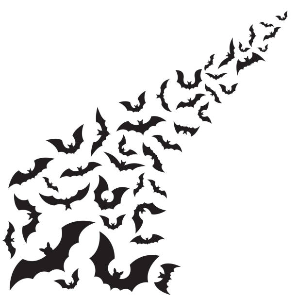 Flying bats flock Flying bats flock,vector illustration.
EPS 10. flock of bats stock illustrations