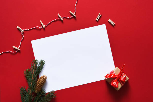 istock Letter for Santa. Christmas red background with decoration. 1347322224