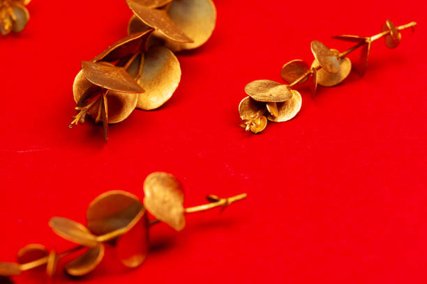istock Christmas holiday decoration on bright red background 1347323471