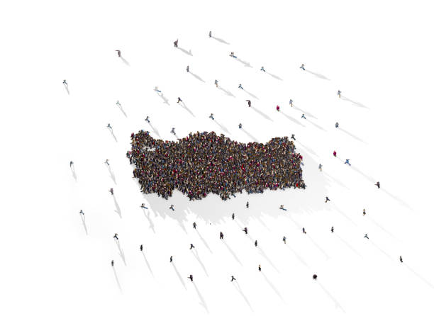 istock Human Crowd Forming A Turkey Map. Population And Social Media Concept. 1347326240