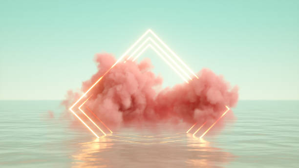 istock Neon Lighting Glowing Light Frame and Cloud over Sea 1347327545
