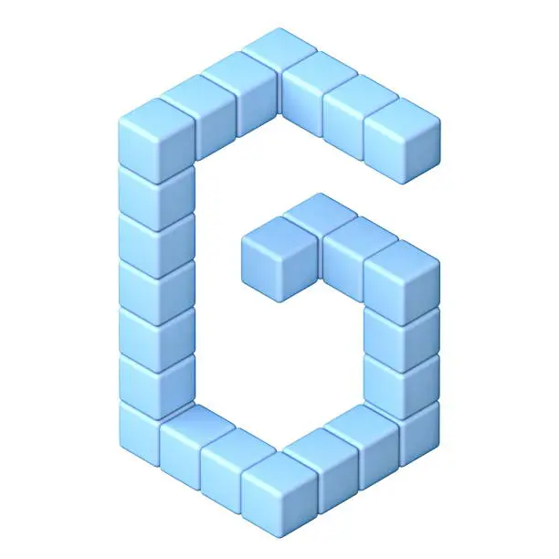 Photo of Blue cube orthographic font Letter G 3D