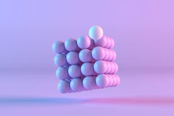 istock 3d sphere block cube shape, teamwork, leadership, ideas, business concept, neon lighting 1347331010