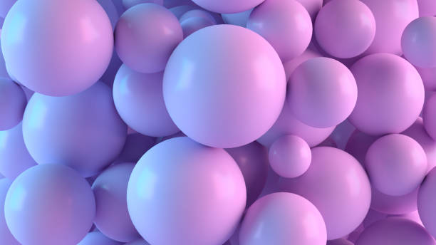 istock Abstract flying spheres on neon lighting background 1347332141