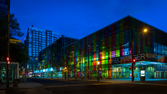 Birmingham, England, UK - A wide angle view of the Bullring Shopping Centre at dusk. This building was opened in 2003.
