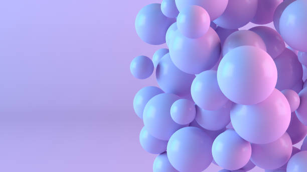 istock Abstract flying spheres on neon lighting background 1347332241