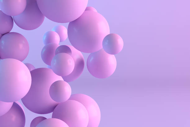 istock Abstract flying spheres on neon lighting background 1347332323