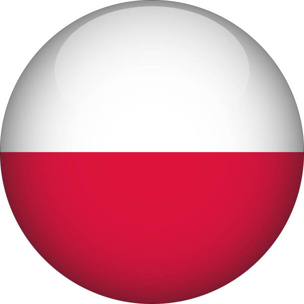 stockillustraties, clipart, cartoons en iconen met poland 3d rounded country flag button icon - poolse vlag