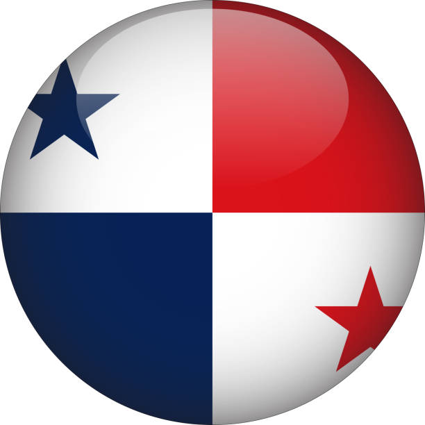 Panama 3D Rounded Country Flag button Icon 3D Rounded Country Flag button Icon series 3d panama flag stock illustrations