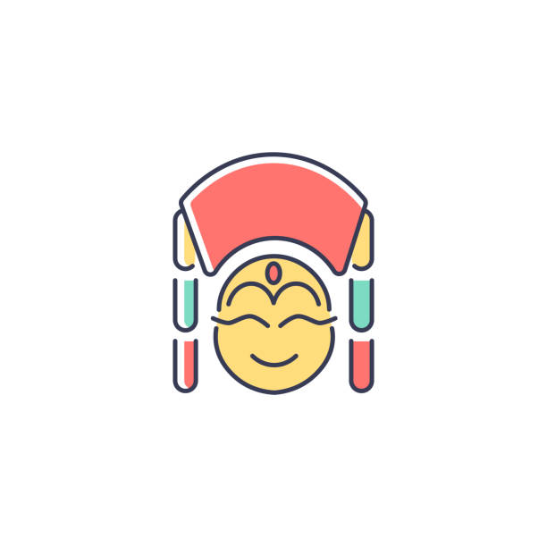Kumari RGB color icon Kumari RGB color icon. Hindu goddess. Living embodiment worshipped by Buddhists. Girl in traditional clothes. Durga incarnation. Isolated vector illustration. Simple filled line drawing kathmandu people stock illustrations